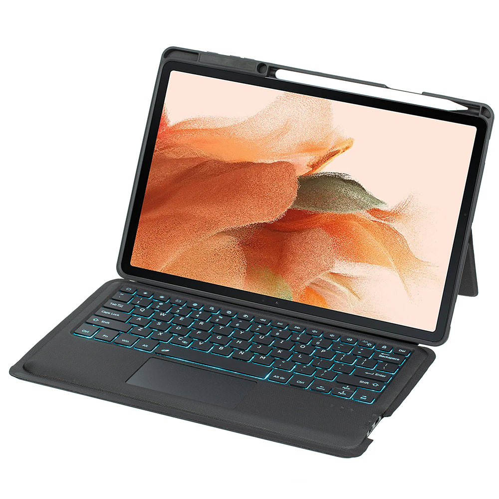 T970B-AS pro Samsung Galaxy Tab S7+ T970 / S7 FE T730 / S8+ X800 Odnímatelná Bluetooth klávesnice Pouzdro na chytrý tablet s touchpadem / podsvícením T970B-AS pro Samsung Galaxy Tab S7+ T970 / S7 FE T730 / S8+ X800 Odnímatelná Bluetooth klávesnice Pouzdro na chytrý tablet s touchpadem / podsvícením